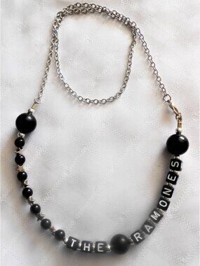 Handmade THE RAMONES necklace with 6mm acrylic beads and Tibetan silver stars